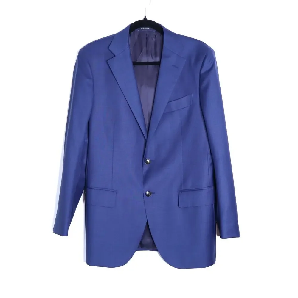 SUITSUPPLY Lazio Slim Sport Coat Mid Blue Wool Single Breasted Men's 50/US 40